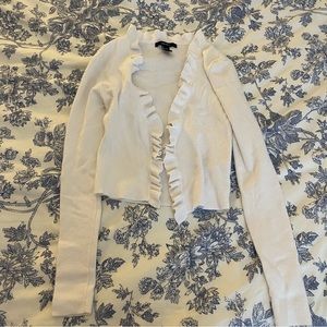 Forever 21 White Ruffle Cardigan